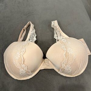 Elegant Lace Trimmed Bra in Cream Tan